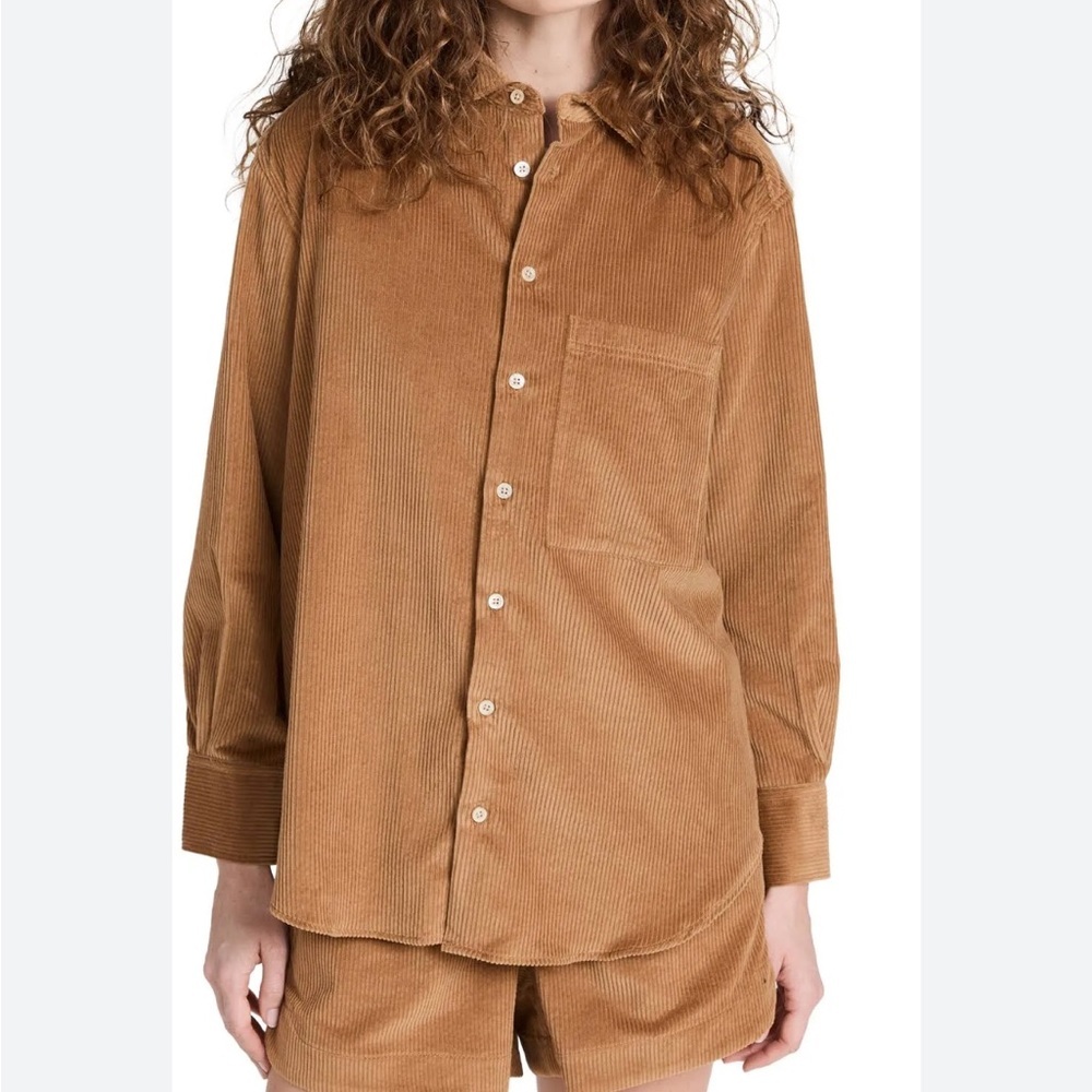 AYR The Deep End Corduroy Button Up Shirt Chipwich Tan Womens Camel Sz XL - Picture 12 of 14